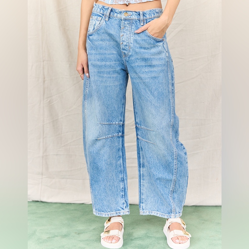 FREE PEOPLE Good Luck Mid Rise Barrel Womens Jeans
